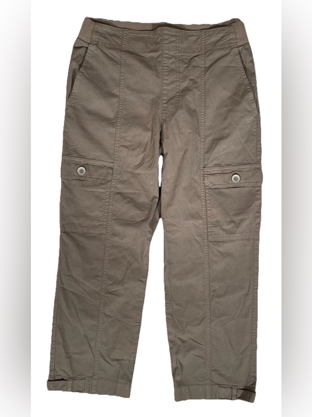 Soft Surroundings Olive Green Cropped Cargo Pants | Size M | Cotton Utility - Picture 11 of 11